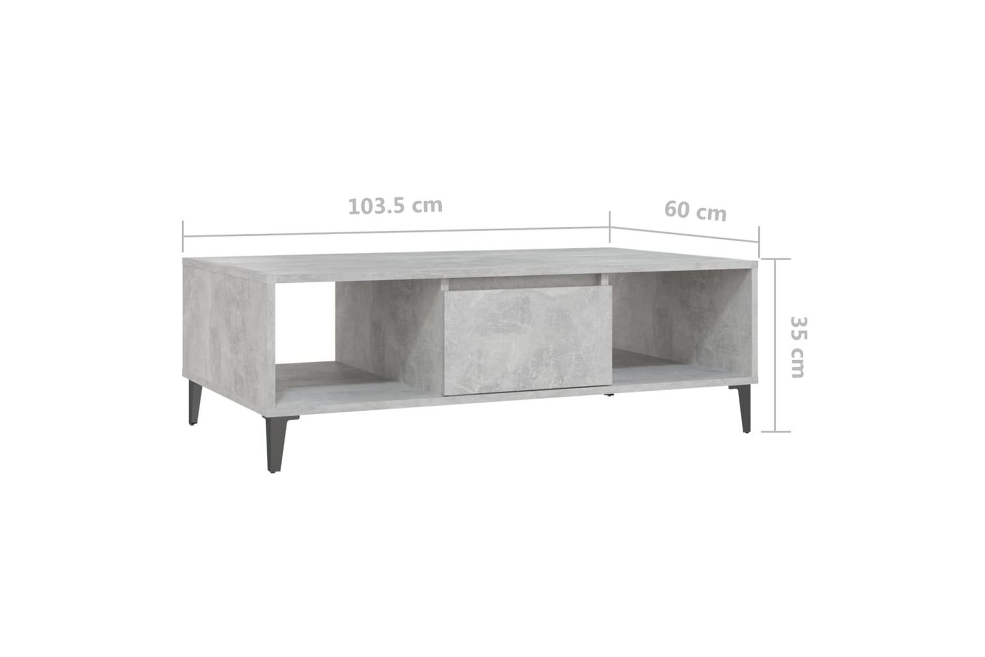 Salongbord betonggrå 103,5x60x35 cm sponplate - Grå - Møbler - Bord - Sofabord