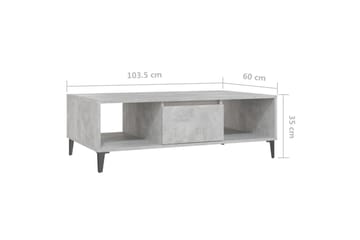 Salongbord betonggrå 103,5x60x35 cm sponplate - Grå - Møbler - Bord - Sofabord