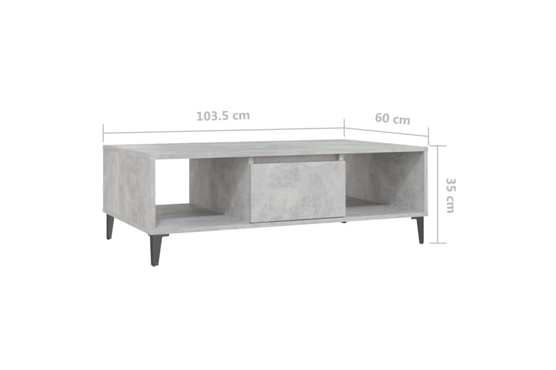 Salongbord betonggrå 103,5x60x35 cm sponplate - Grå - Møbler - Bord - Sofabord