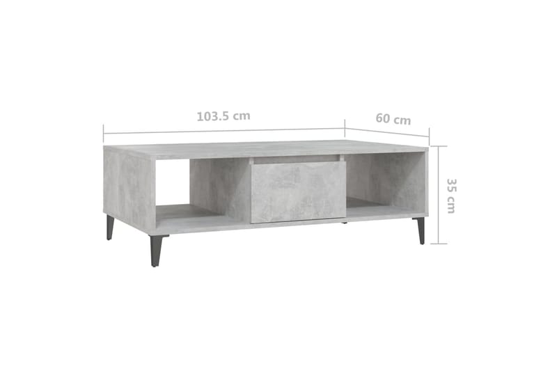Salongbord betonggrå 103,5x60x35 cm sponplate - Grå - Sofabord