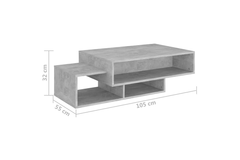 Salongbord betonggrå 105x55x32 cm sponplate - Grå - Sofabord