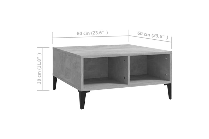 Salongbord betonggrå 60x60x30 cm sponplate - Grå - Sofabord