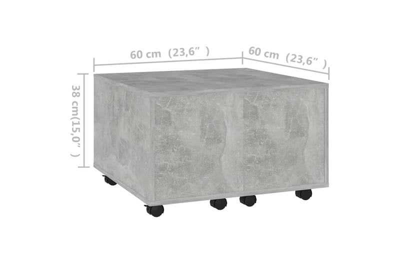 Salongbord betonggrå 60x60x38 cm sponplate - Grå - Sofabord