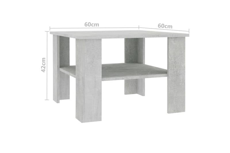 Salongbord betonggrå 60x60x42 cm sponplate - Grå - Sofabord