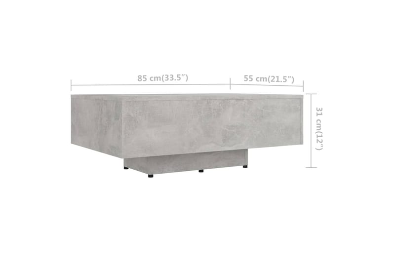 Salongbord betonggrå 85x55x31 cm sponplate - Grå - Møbler - Bord - Sofabord