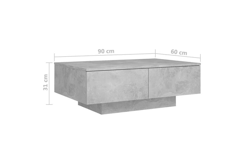 Salongbord betonggrå 90x60x31 cm sponplate - Grå - Møbler - Bord - Sofabord