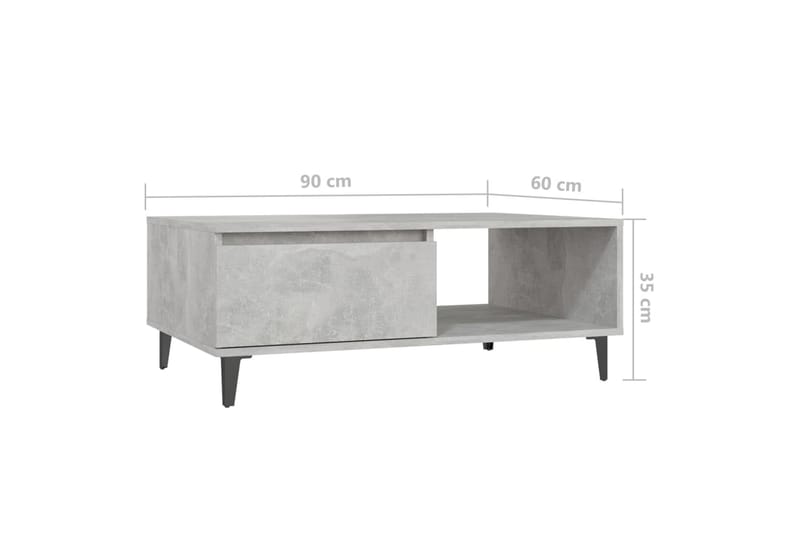 Salongbord betonggrå 90x60x35 cm sponplate - Grå - Møbler - Bord - Sofabord