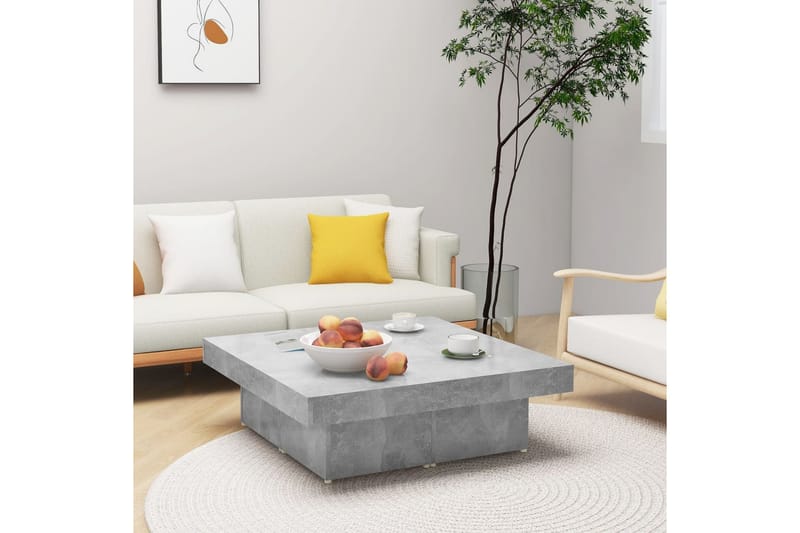 Salongbord betonggrå 90x90x28 cm sponplate - Grå - Møbler - Bord - Sofabord