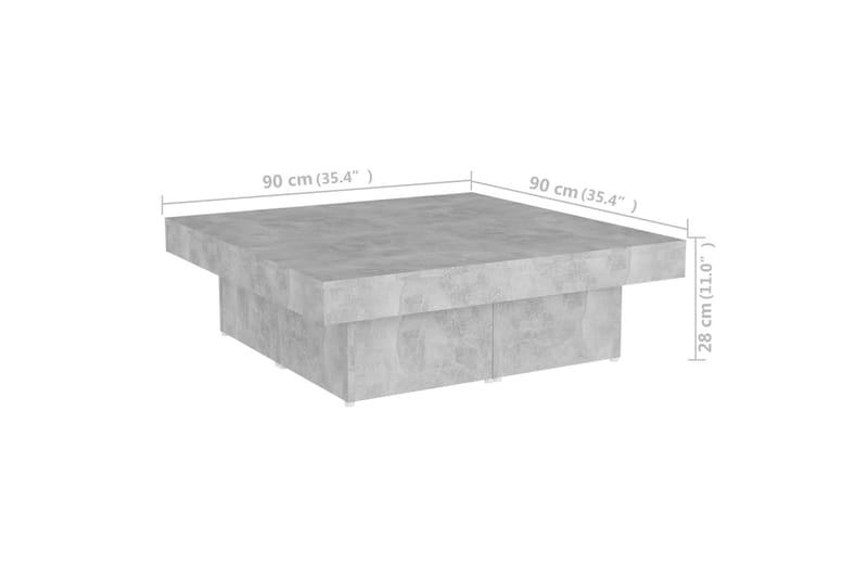 Salongbord betonggrå 90x90x28 cm sponplate - Grå - Møbler - Bord - Sofabord