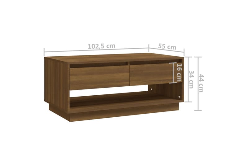 Salongbord brun eik 102,5x55x44 cm sponplate - Brun - Møbler - Bord - Sofabord