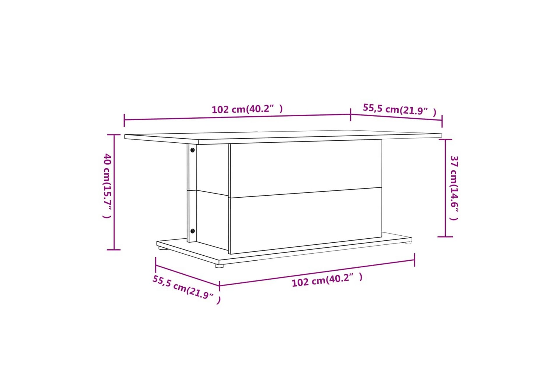 Salongbord brun eik 102x55,5x40 cm sponplate - Brun - Møbler - Bord - Sofabord