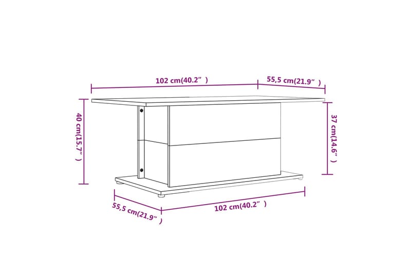 Salongbord brun eik 102x55,5x40 cm sponplate - Brun - Sofabord