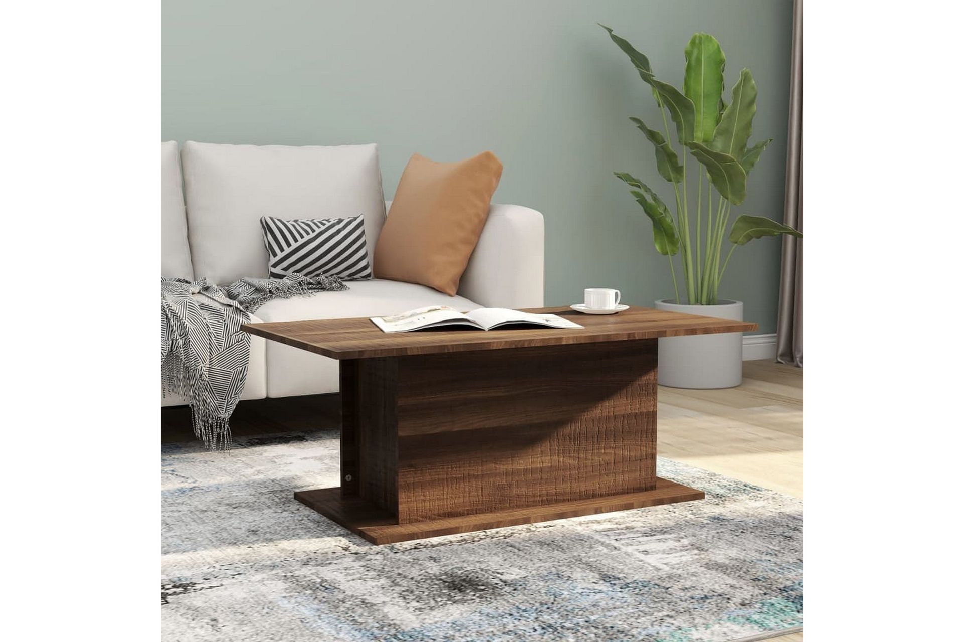 Salongbord brun eik 102x55,5x40 cm sponplate - Brun - Møbler - Bord - Sofabord