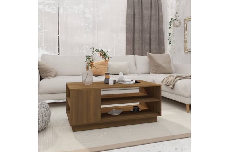 Salongbord brun eik 102x55x43 cm sponplate - Brun - Møbler - Bord - Sofabord