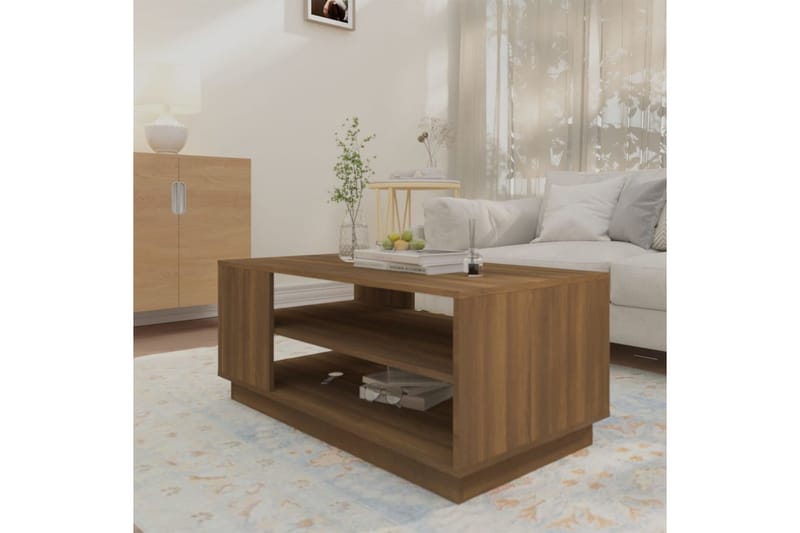 Salongbord brun eik 102x55x43 cm sponplate - Brun - Møbler - Bord - Sofabord