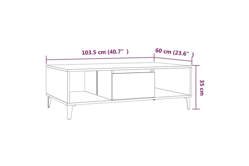 Salongbord brun eik 103,5x60x35 cm sponplate - Brun - Møbler - Bord - Sofabord