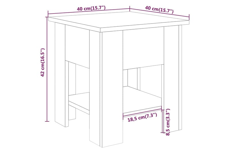 Salongbord brun eik 40x40x42 cm konstruert tre - Brun - Sofabord