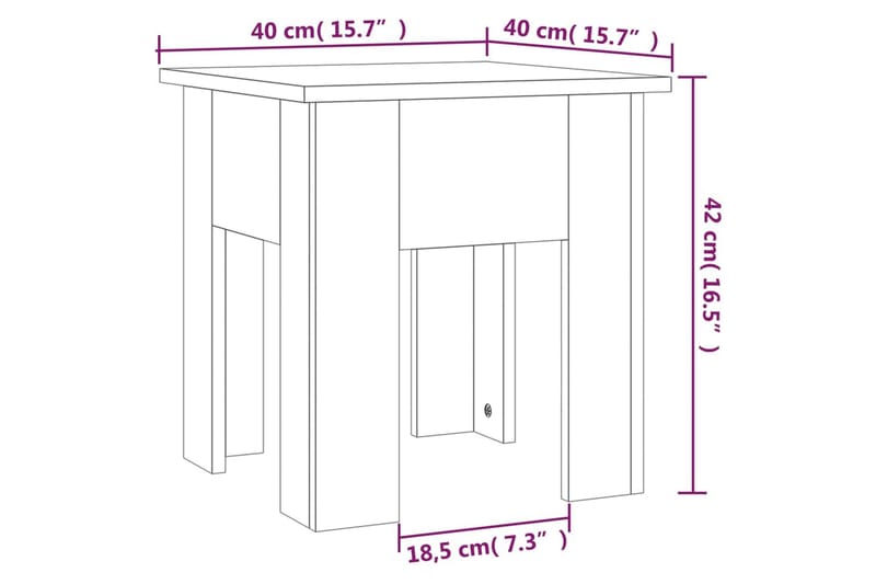 Salongbord brun eik 40x40x42 cm sponplate - Brun - Møbler - Bord - Sofabord
