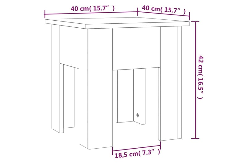 Salongbord brun eik 40x40x42 cm sponplate - Brun - Sofabord