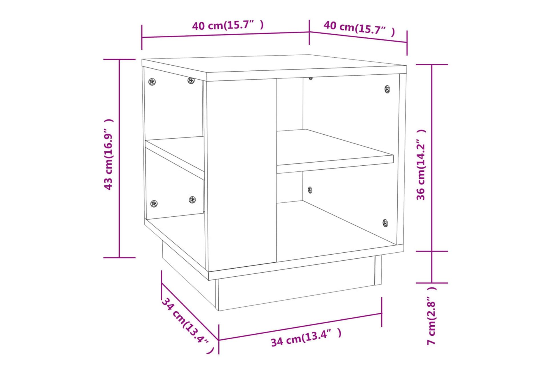 Salongbord brun eik 40x40x43 cm konstruert tre - Brun - Møbler - Bord - Sofabord