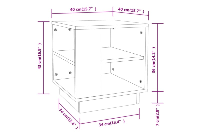 Salongbord brun eik 40x40x43 cm konstruert tre - Brun - Møbler - Bord - Sofabord