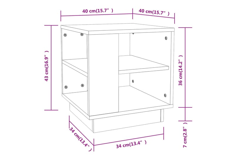 Salongbord brun eik 40x40x43 cm konstruert tre - Brun - Sofabord