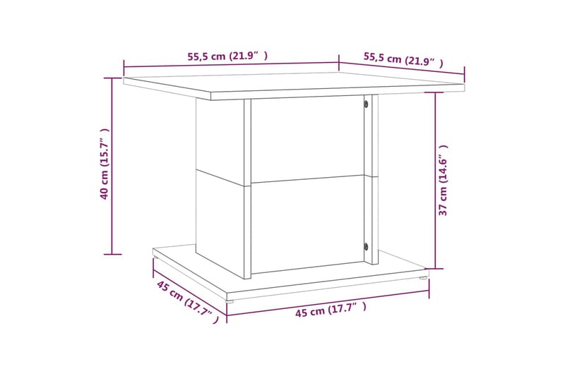 Salongbord brun eik 55,5x55,5x40 cm sponplate - Brun - Sofabord