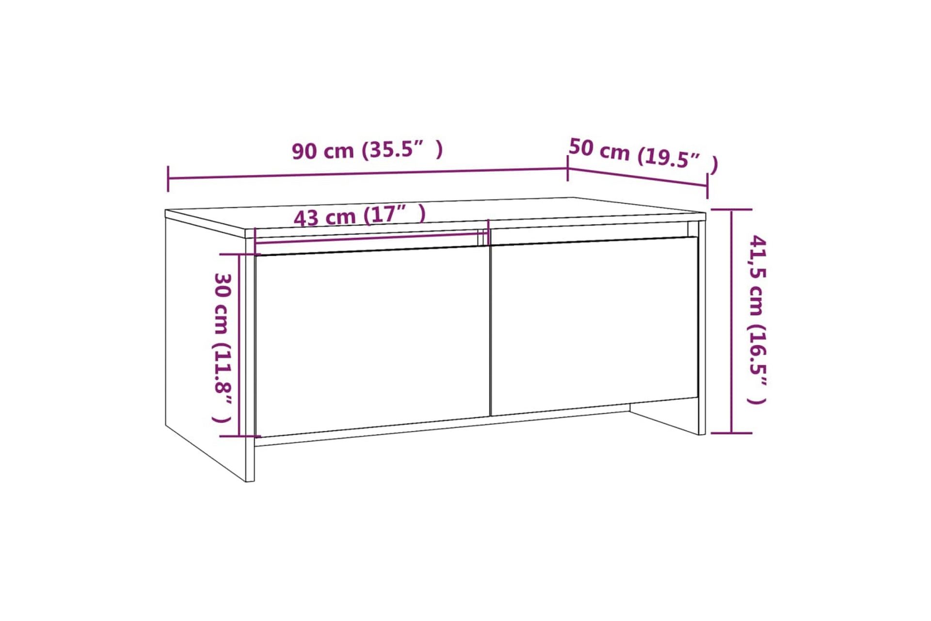 Salongbord brun eik 90x50x41,5 cm sponplate - Brun - Møbler - Bord - Sofabord