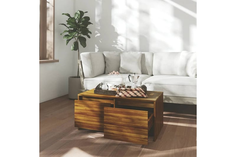 Salongbord brun eik 90x50x41,5 cm sponplate - Brun - Møbler - Bord - Sofabord