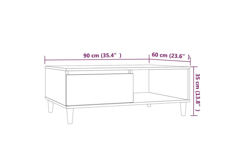 Salongbord brun eik 90x60x35 cm sponplate - Brun - Møbler - Bord - Sofabord