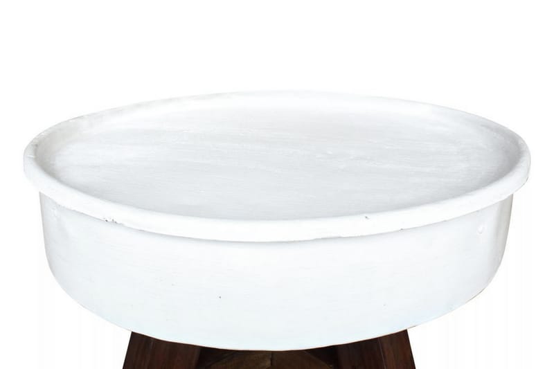 Salongbord gjenvunnet heltre 60x45 cm hvit - Hvit/Resirkulert Tre - Møbler - Bord - Sofabord