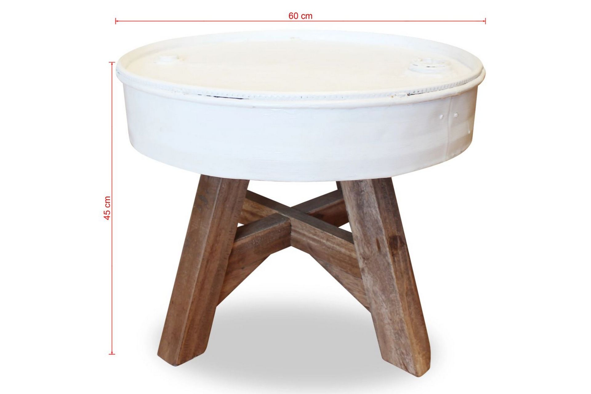 Salongbord gjenvunnet heltre 60x45 cm hvit - Hvit/Resirkulert Tre - Møbler - Bord - Sofabord