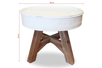 Salongbord gjenvunnet heltre 60x45 cm hvit - Hvit/Resirkulert Tre - Møbler - Bord - Sofabord