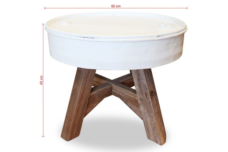 Salongbord gjenvunnet heltre 60x45 cm hvit - Hvit/Resirkulert Tre - Møbler - Bord - Sofabord