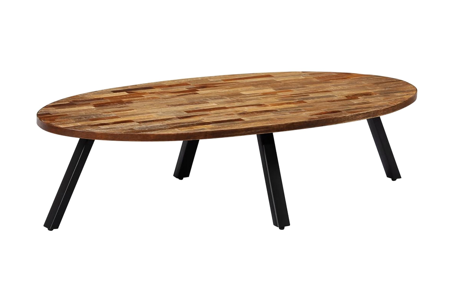 Salongbord gjenvunnet heltre i teak oval 120x60x30 cm - Teak - Møbler - Bord - Sofabord