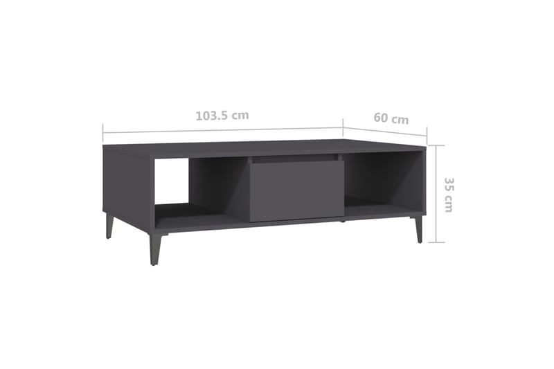 Salongbord grå 103,5x60x35 cm sponplate - Grå - Sofabord