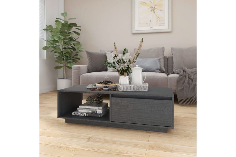 Salongbord grå 110x50x33,5 cm heltre furu - Grå - Møbler - Bord - Sofabord