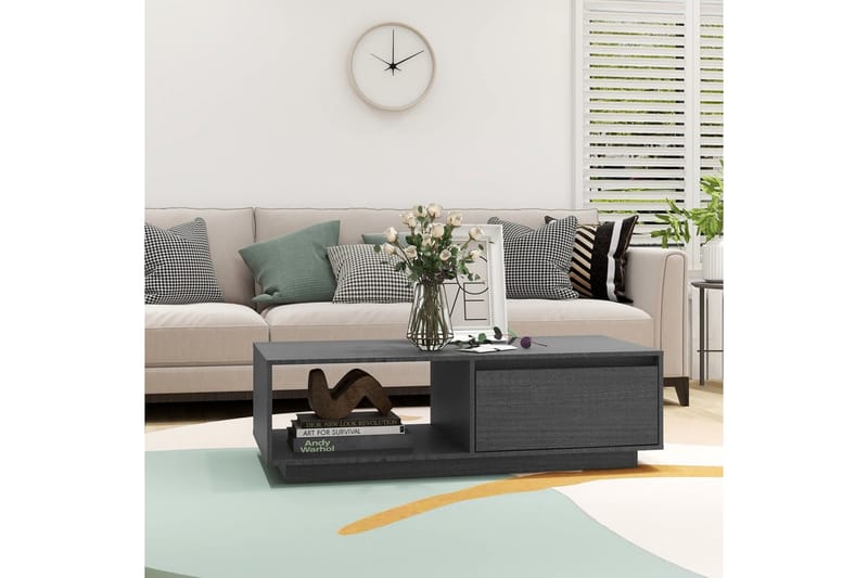 Salongbord grå 110x50x33,5 cm heltre furu - Grå - Møbler - Bord - Sofabord