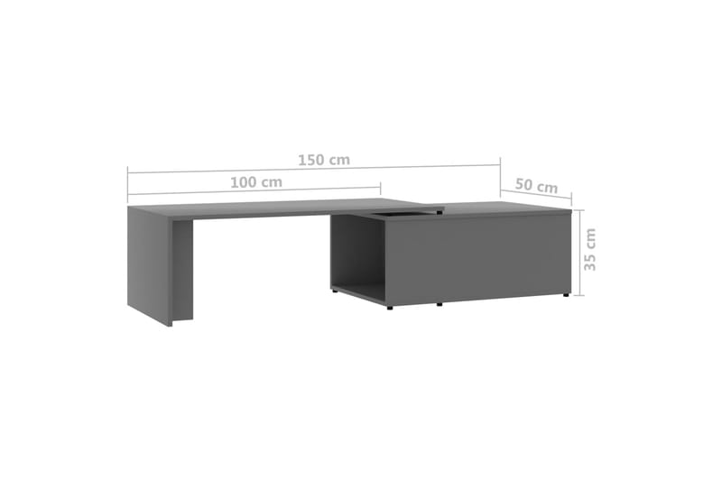 Salongbord grå 150x50x35 cm sponplate - Grå - Sofabord