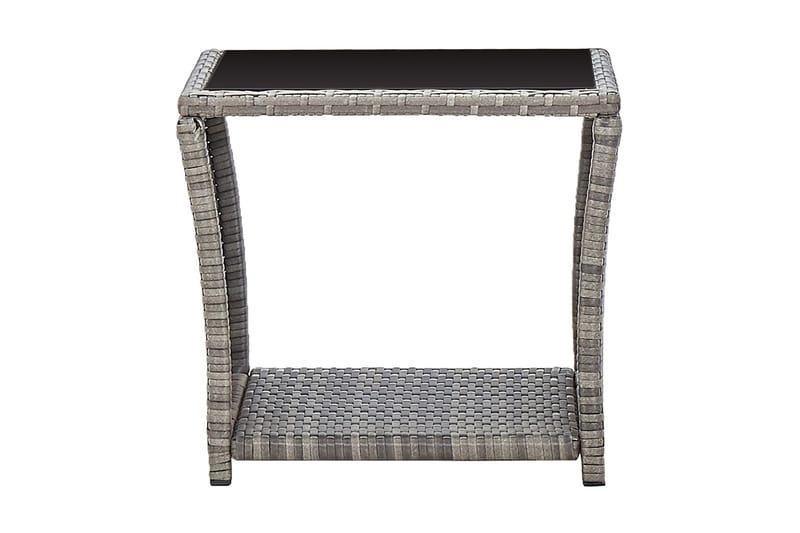 Salongbord grå 45x45x40 cm polyrotting og glass - Grå - Sofabord