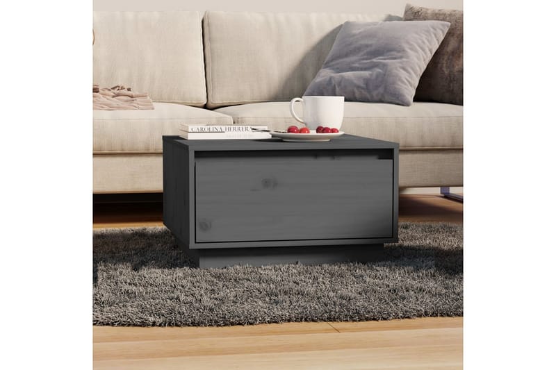 Salongbord grå 55x56x32 cm heltre furu - Grå - Sofabord