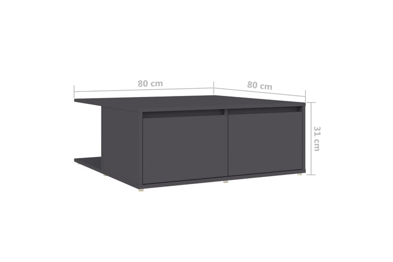 Salongbord grå 80x80x31 cm sponplate - Grå - Sofabord