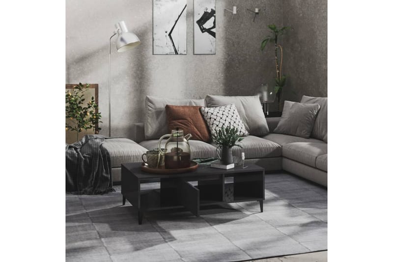 Salongbord høyglans grå 103,5x60x35 cm sponplate - Grå - Sofabord