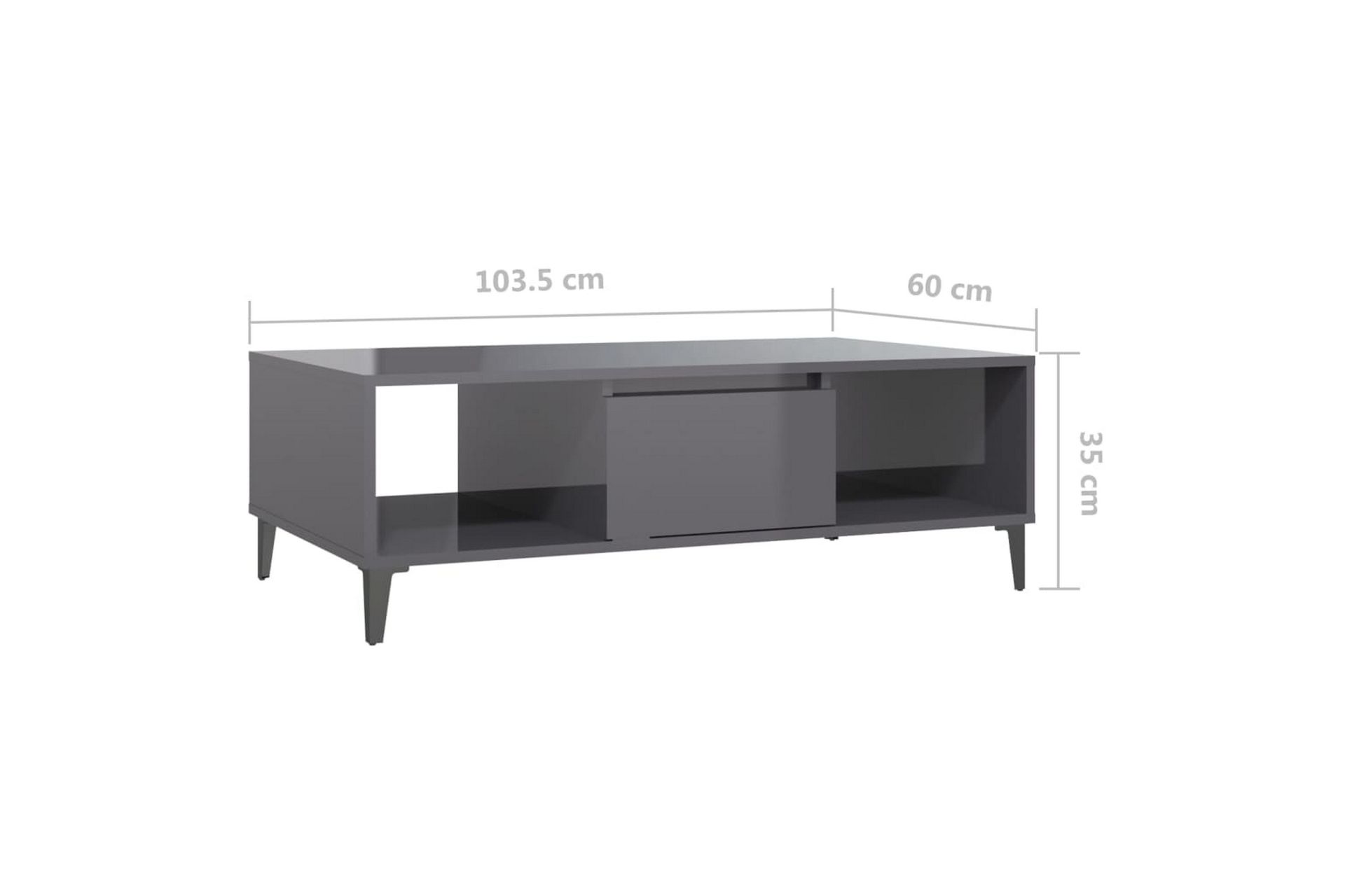 Salongbord høyglans grå 103,5x60x35 cm sponplate - Grå - Møbler - Bord - Sofabord