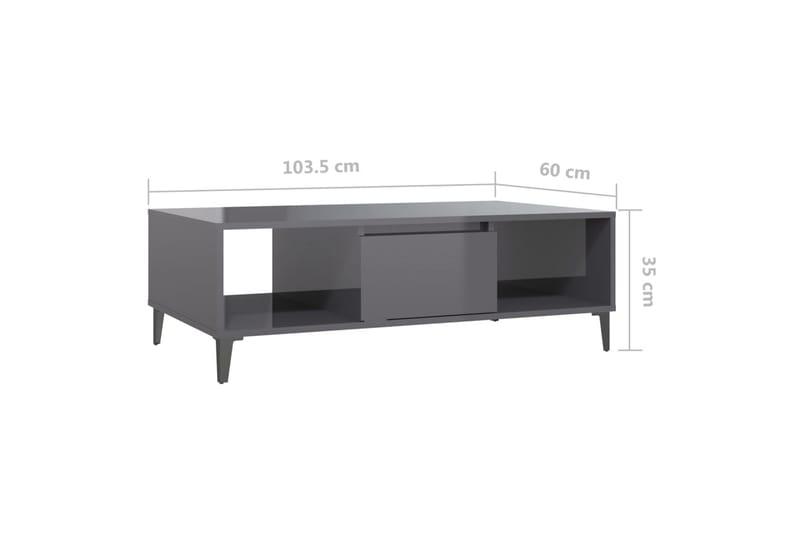 Salongbord høyglans grå 103,5x60x35 cm sponplate - Grå - Møbler - Bord - Sofabord