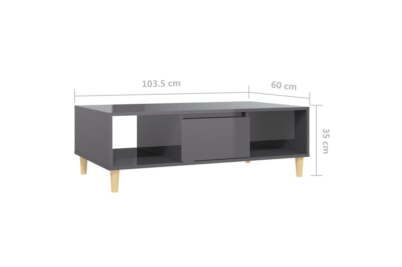 Salongbord høyglans grå 103,5x60x35 cm sponplate - Grå - Møbler - Bord - Sofabord