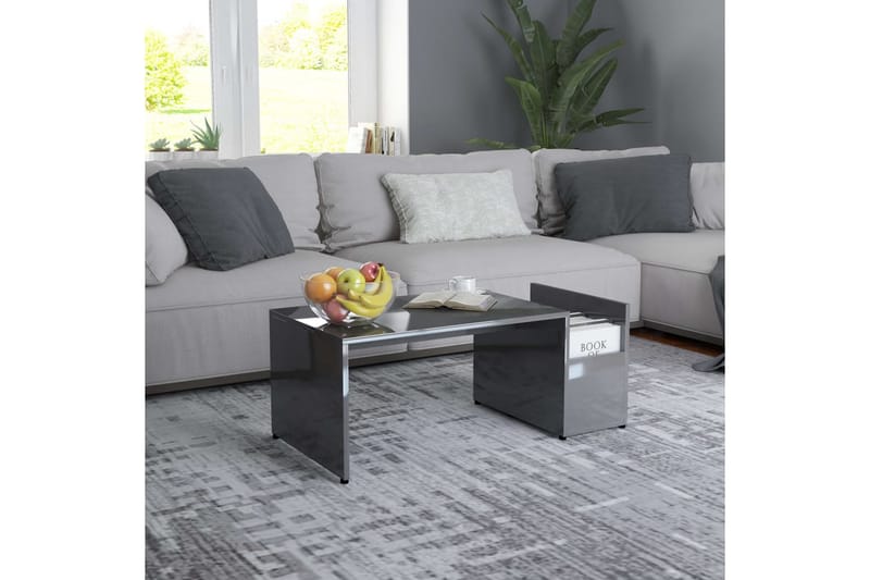 Salongbord høyglans grå 90x45x35 cm sponplate - Møbler - Bord - Sofabord