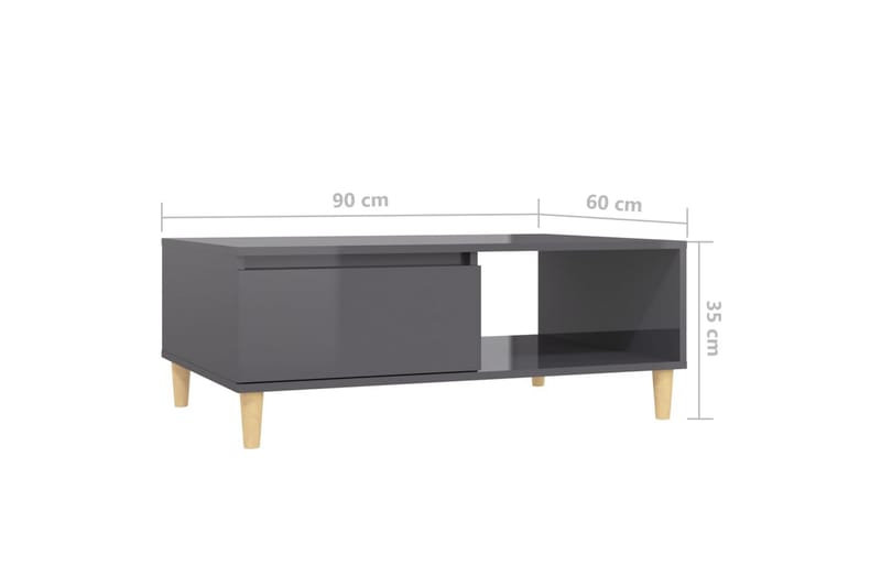Salongbord høyglans grå 90x60x35 cm sponplate - Grå - Møbler - Bord - Sofabord