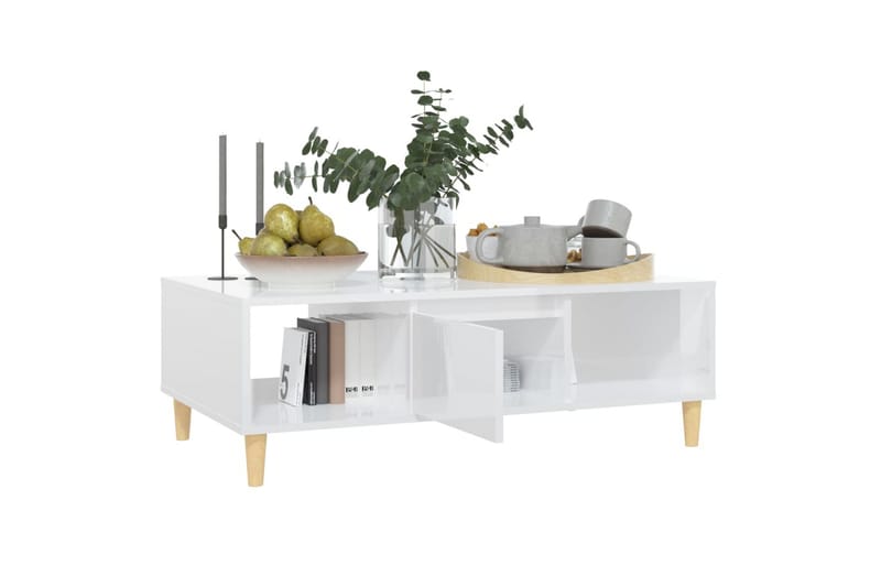 Salongbord høyglans hvit 103,5x60x35 cm sponplate - Hvit - Møbler - Bord - Sofabord