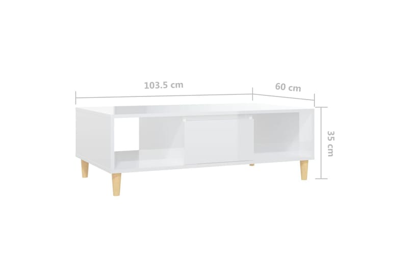 Salongbord høyglans hvit 103,5x60x35 cm sponplate - Hvit - Møbler - Bord - Sofabord
